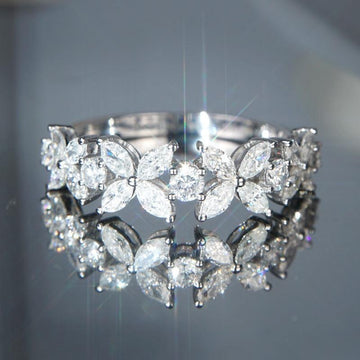 Romantic Flower Design AAA+ Cubic Zirconia Diamonds Luxury Statement Ring - The Jewellery Supermarket